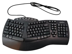 Perixx PERIBOARD-512 Wired Ergonomic Split USB Keyboard 7 Multimedia Keys Black - Picture 1 of 8