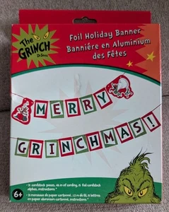 *NUOVO* Striscione natalizio The Grinch Foil "Buon Grinchmas" - Foto 1 di 8