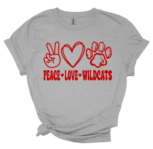 Peace Love Panthers, Wildcats, Cougars, Tigers OR Lions T-SHIRT, Youth & Adult - Picture 1 of 18