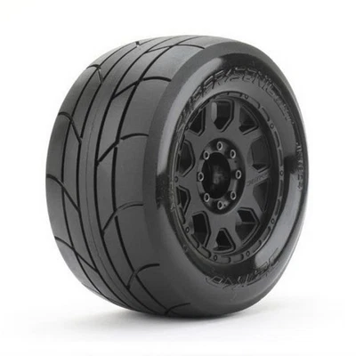 Jetko JK1804CB EX Tyre MT Slick Super Sonic Belted 3.8" Black Wheel 17mm (2) - Bild 1 von 2