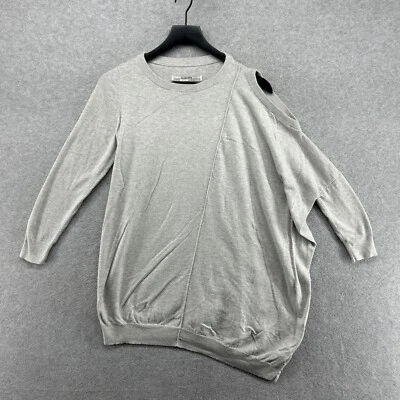 AllSaints Sweater Womens Size 6 Gray 3/4 Sleeve Slub Asymmetrical Silk Blend - Image 1 of 4