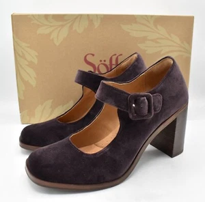 Sofft Womens Size 9.5 Shauna Mary Jane Plum Heeled Pumps Shoes - Picture 1 of 13