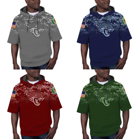 Jacksonville Jaguars Short Sleeve Hoodie Casual Fitness Sportswear Athletic Tops Cover