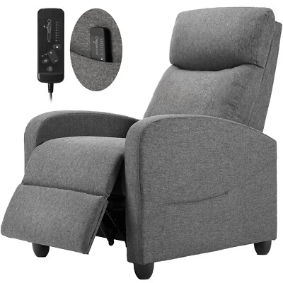 Recliner Sofa Chair PU Leather Massage Rocker Recliner Chairs w/ Remote Control - Image 1 of 4