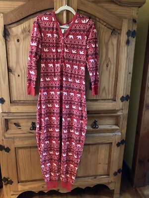 Pijama de una pieza Joe Boxer rojo blanco negro oso polar para mujer - talla L Foto 1 de 4