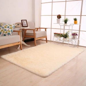 Fluffy Rugs Anti-Skid Shaggy Area Rug Dining Room Carpet Floor Mat Home Bedroom@ - Picture 1 of 34