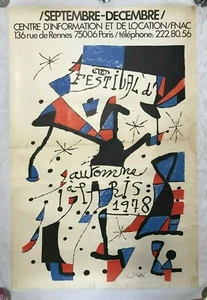 MIRO JOAN 1978 GRANDE AFFICHE LITHOGRAPHIEE ORIGINALE FESTIVAL D'AUTOMNE PARIS - Imagen 1 de 8