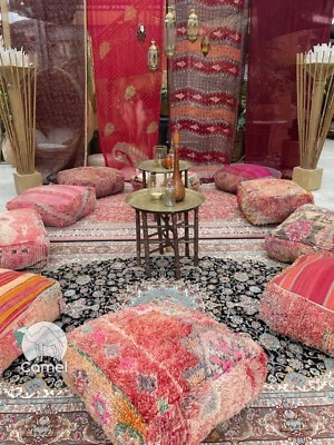 Lot Of  7 Morocco Kilim Pouf, Farsha Outdoor Furniture Pouf, Vintage Moroccan - Image 1 of 4