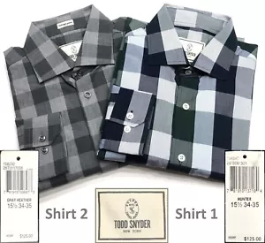 CAMICIA ABITO TODD SNYDER NUOVA CON ETICHETTE $125 LARGE CHECKS 100% COTONE - US Taglia 15,5 34/35 - Foto 1 di 27