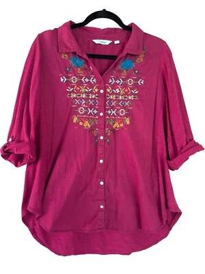 Camisa Great Northwest Indigo Bordada Rosa Caliente Con Botones L Foto 1 de 4