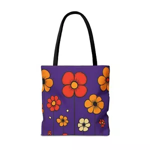 Floral Tote Bag, Wildflower, Flower, Yellow Orange Dark Purple, Market Shopping - Picture 1 of 61