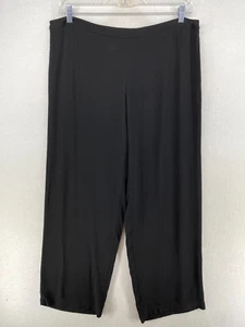 EILEEN FISHER Pants 16 Silk Georgette Full Length Trouser Wide Leg Black - Picture 1 of 11