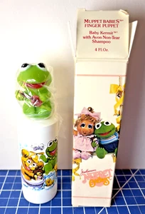 Avon Muppet Babies Finger Puppet Baby Kermit With Avon Non-tear Shampoo 1985 - Picture 1 of 3