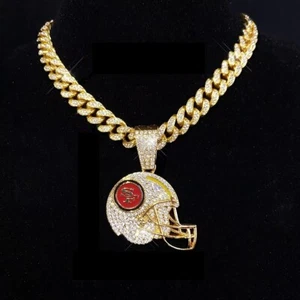 San Francisco 49ers Bling Necklace Fashion Cubic Zirconia Chain (21.65 inches) - Picture 1 of 2