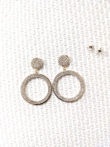 Circle Crystal Elegant Gold Classy Earrings C - Picture 1 of 5