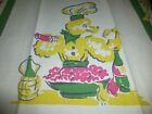Vintage Kitchen Dish Towel Poodle Dog Chef Yellow Green Food So CUTE Unbranded