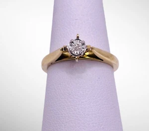 10k Two Tone YellowGold Diamond Promise Diamond Engagement Solitaire Ring (2870) - Picture 1 of 11