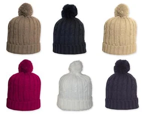 Bonnet avec Pompon Bonnet Tricoté Femmes Bonnet de Tricot 6 Couleurs au Choix - Imagen 1 de 11