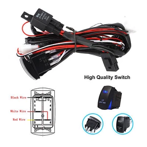 Universal Wiring Harness Kit With LED Working Lamp For 12/24V Cars Foglight SNT - Picture 1 of 12