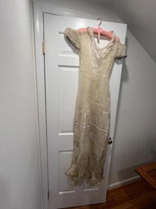 Vintage 1930s Sheer Organza Dress XS/S Puff Sleeves Flounce Hem Art Deco Gown - Picture 1 of 6