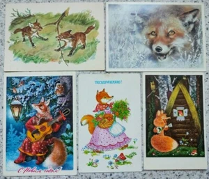 10 SOVIET POSTCARDS NICE FOX FOXES 1958-1989  an 05 - Picture 1 of 4