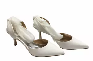 Badgley Mischka Women's Blaze Pump White Size 8 MP6022 Close Toe Heel Sandal - Picture 1 of 7