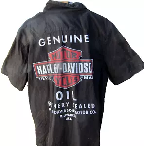 Camisa Harley Davidson abotonada refinería de aceite sellada garaje mecánico grande negra - Imagen 1 de 9