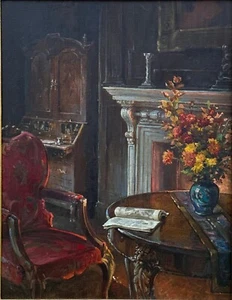 Margaret Dovaston 1884-1954 - Oil On Board “An Interior Scene” - Framed & Signed - Picture 1 of 19