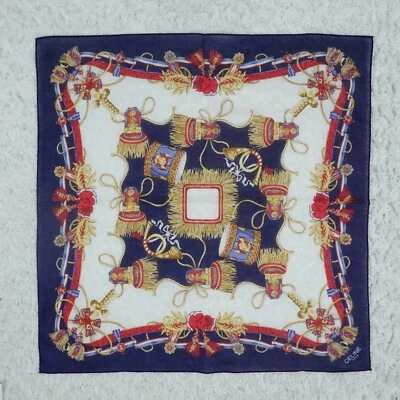 M839 CELINE Azul Algodón Bufanda Bufandas Bolsillo Cuadrado 18.5" X 18.5" Foto 1 de 4