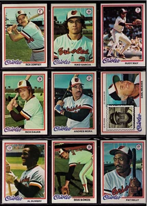 (9) CT NINE DIFF 1978 Topps Baltimore Orioles Weaver Bumbry May VENDING NRMT/MT - Picture 1 of 2