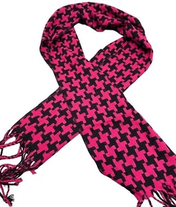 fair weather accessories scarf wrap pink black fringe acrylic one size READ - Picture 1 of 4