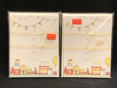 Birthday Party Invitations Pastel Cake Gift Balloon Parlez-Vous 2 Packs NEW - Изображение 1 из 4