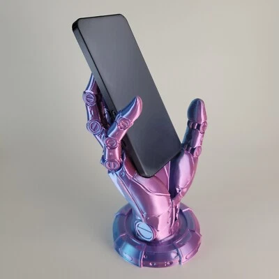 Soporte para teléfono de mano robot azul y rosa rojo, con cable de carga acceso decoración hogar/escritorio Foto 1 de 4