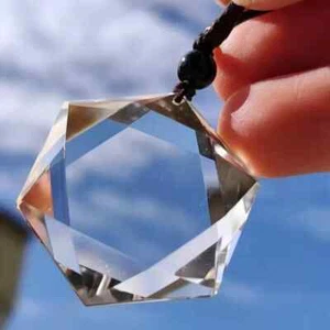 Clear Quartz Crystal Hexagram Pendant Healing Women Men Amulet Necklace Gift - Picture 1 of 20