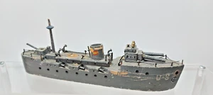 FOYÉ Juguetes Barcelona Bateau Navire Guerre U.S. 20cm bois ancien ESPAGNE - Photo 1/5