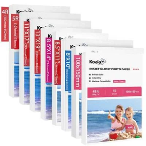 Lot Koala Inkjet Photo Paper Glossy 48lb 4X6 5X7 8x10 8.5X11 8.5x14 11X17 13X19 - Picture 1 of 27