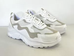 Topshop White/Taupe Design Womens Chunky Sole Trainers Sneakers in Size 5/38 - Picture 1 of 12