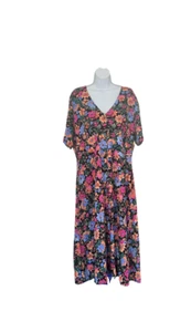 M&S NOBODY'S CHILD MULTI COLOURED ALEXA MIDI BIG ESME FLORAL PRINT DRESS - Picture 1 of 5