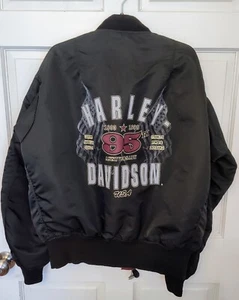 VINTAGE MADE IN USA 1903-1998 95TH ANNIVERSARY HARLEY DAIDSON JACKET IN SIZE XL - Picture 1 of 8