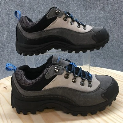 Zapatillas informales Lands End para mujer 6.5 B 238456 gris cuero negro con cordones Foto 1 de 4