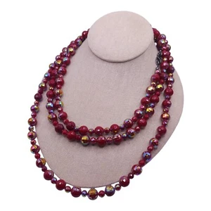 Collar con cuentas con grifo Premier Designs Borgoña Aurora Boreal 66" - Imagen 1 de 4