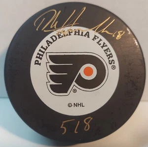 Dale Hawerchuk Philadelphia Flyers 518 Goals Autograph Signed Logo Puck PSA - Picture 1 of 2