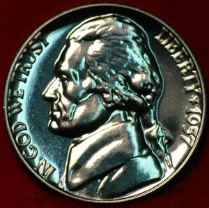 Uncirculated Proof 1957 Philadelphia Mint Jefferson Nickel Not Silver - Picture 1 of 2