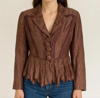 Blazer Anthropologie People Like Frank Detalle Cinta Peplum XS Ciruela Único Raro Foto 1 de 4