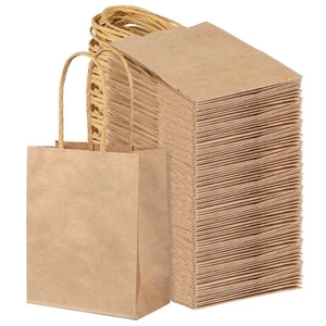 120Pcs Mini Gift Bags Bulk Kraft Paper Bag - 4.7"x2.4"x6.5" Small Brown Gift ... - Picture 1 of 6