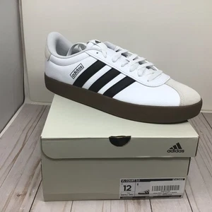 adidas Men's VL Court 3.0 Leather Sneakers White Black Grey Size 12 - Picture 1 of 7
