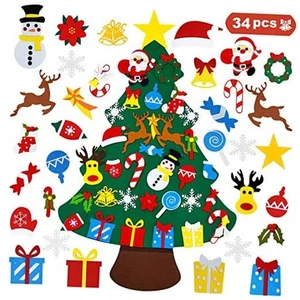  DIY Filz Weihnachtsbaum für Kleinkinder mit 34 Stück abnehmbaren Ornamenten, Kinder  - Bild 1 von 8
