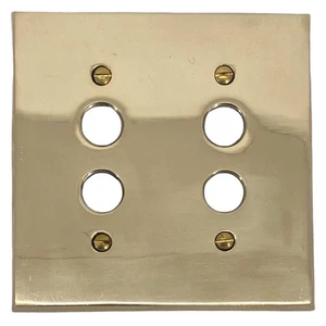 Double Gang Brass Push Button Switch Plate Cast Thick Brass - Picture 1 of 2