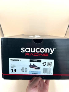Saucony Mens Vendetta 3 Gray/Black Racing Shoes With Spikes - Size 14 - New - Picture 1 of 9