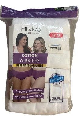 Calzoncillo braguita de algodón blanco Fit for Me Fruit Loom para dama talla 12 Eversoft nuevo en paquete Foto 1 de 4